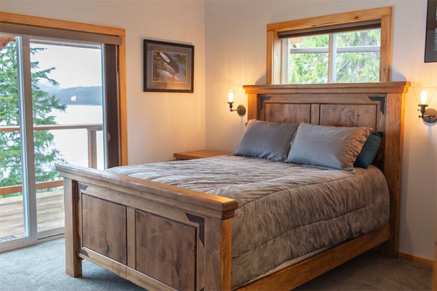 Pictured: One of three bedrooms in the Anglers Lodge in Ketchikan, Alaska